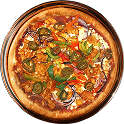 Pizza Hot Chicken + Currysaus solo